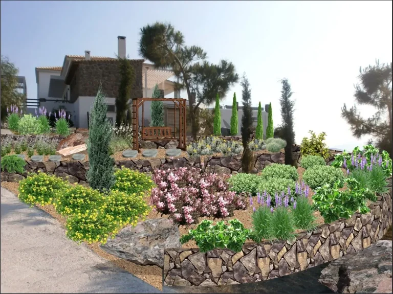 Φωτορεαλιστική σχεδίαση κήπου στην Αίγινα